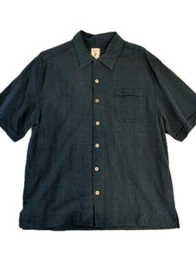 Jamaica Jaxx Button Up Shirt Mens Tropical Hawaiian 100% Silk L Checkered Preppy